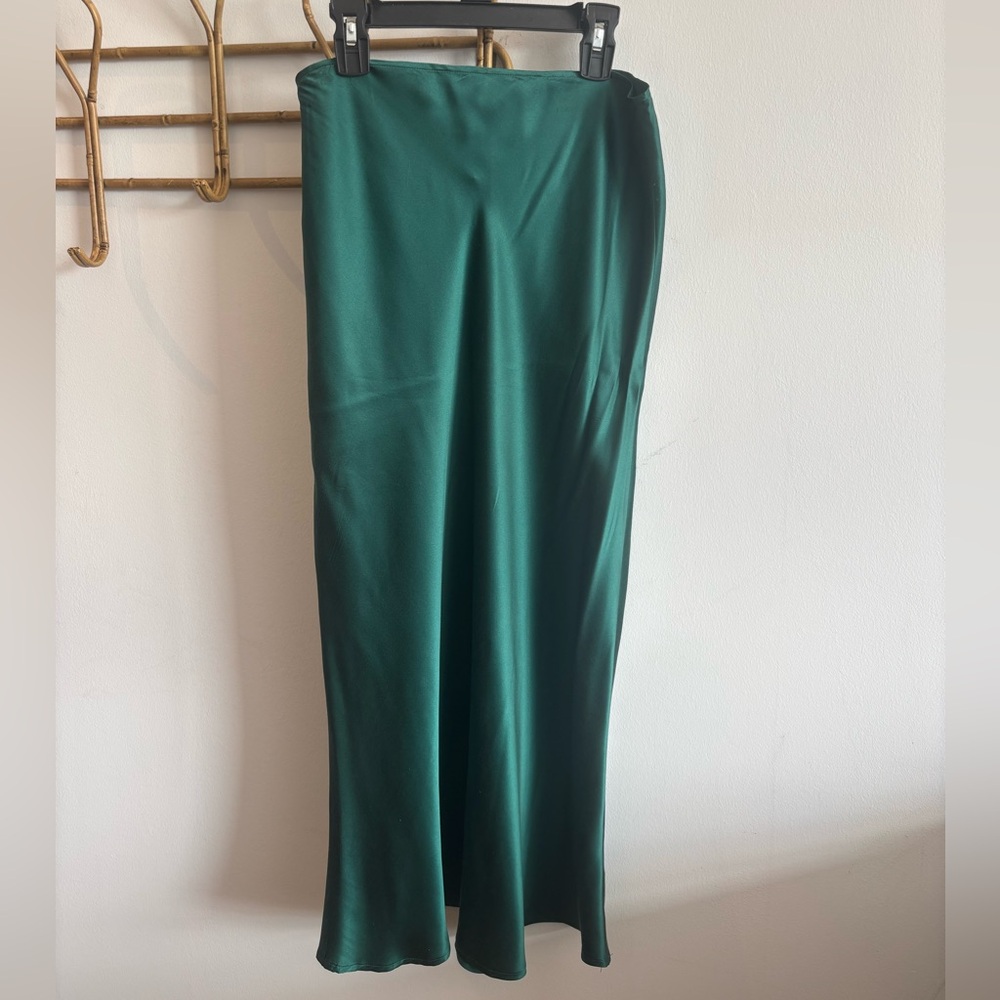 Reformation Green Silk Skirt - Picture 2 of 5